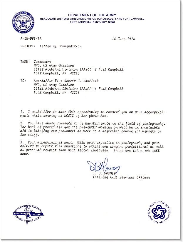 Downey Commendation Letter 1976